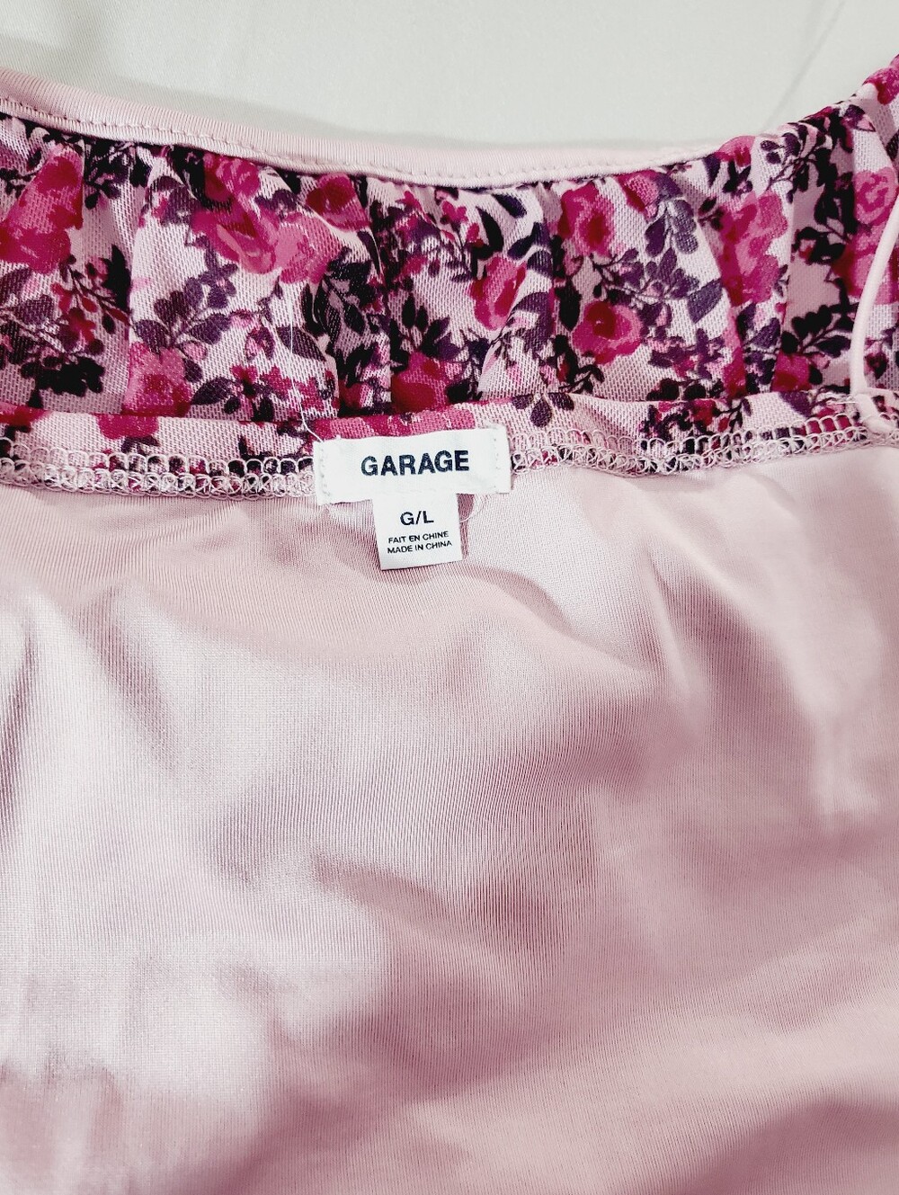 GARAGE Floral Ruffled Smock Pleated Rose Cami Crop Top - Picture 7 of 11